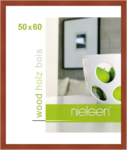 nielsen Holz Bilderrahmen Essential, 50 x 60 cm, Rot | Holz Posterrahmen im Hoch- & Querformat zum Aufhängen Rot matt Echtglas
