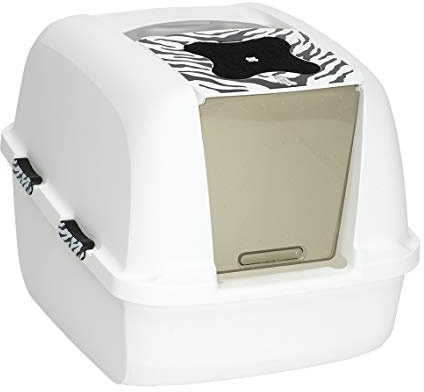 Catit Jumbo Hooded Cat Pan, White, Tiger Design
