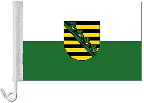Everflag Drapeau de voiture : Saxe + armoiries – Qualité supérieure