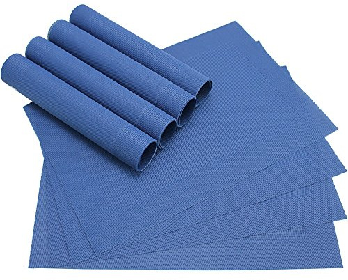 matches21 Edle Tischsets Platzsets BORDA Platzmatten 8er Set blau dunkelblau gewebt aus Kunststoff 45x30 cm abwaschbar Platzdeckchen Esstischunterlagen vom Tischwäsche Spezialist