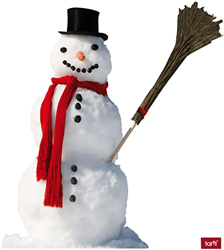 1art1 Winter Schneemann Mit Rotem Schal Und Reisig-Besen Wand-Tattoo | Deko Wandaufkleber für Wohnzimmer Kinderzimmer Küche Bad Flur | Wandsticker für Tür Wand Möbel/Schrank 119x73 cm