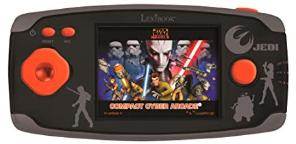 Lexibook - Jl2365SW - Console de jeux portable Star Wars - Compact Cyber Arcade Center 150 Jeux - 10 jeux Star Wars et 140 jeux classiques - Dark Vador, Stormtrooper et Jedi - Noir/Gris/Orange