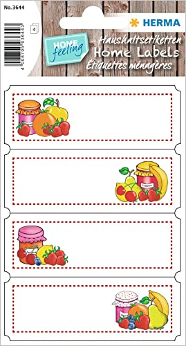 HERMA 3644 Marmeladen Etiketten selbstklebend, 16 Stück, 76 x 28 mm, Homemade Küchen Aufkleber zum Beschriften, Haushalt Sticker für Weihnachten Einmachgläser Gewürzgläser Marmeladengläser Flaschen