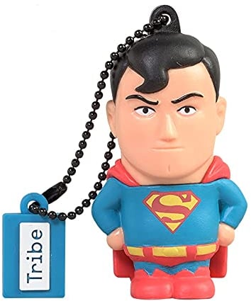 Tribe - Chiavetta USB 16 GB Superman - Memoria Flash Drive 2.0, Personaggio Originale DC Comics, Pennetta USB Compatibile con Windows, Linux e Mac