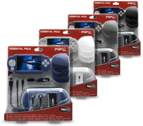 Pack PSP slim - Sacoche + écran de protection + coque de protection + câble usb + casque stéréo + 3 boîtes de rangement umd + dragonne .