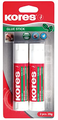Kores - Glue Stick - Strong Hold White Adhesive, Safe, Non-Toxic - Craft Glue, School & Office Supplies - Pack of 2x 20g