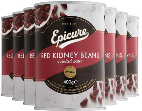 Epicure Red Kidney Beans in Salted Water, 400 g (Pack of 12) – Perfect for Chillis & Soups, Protein Rich & Preserved for Flavourful Home Cooking