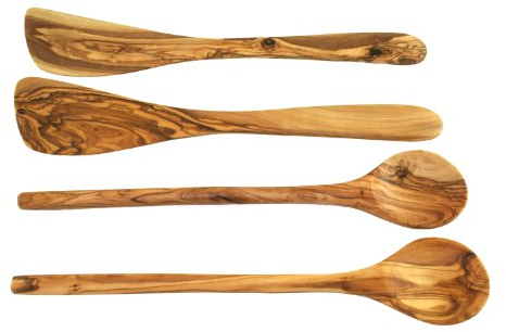 D.O.M. Set de cuisine en bois d'olivier 4 pièces 2 x 2.