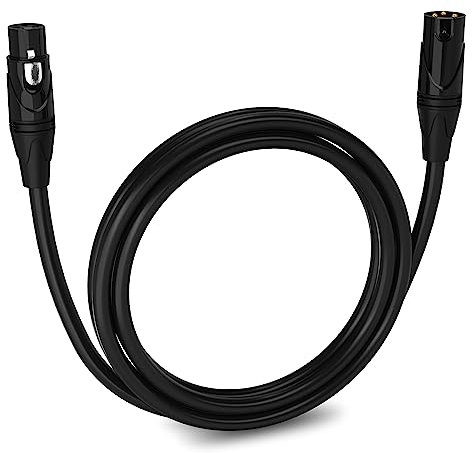 LyxPro Quad Series 1.8m XLR 4-Conductor Star Quad Balanced Microphone Cable for High End Quality and Sound Clarity, Extreme Low Noise, Black