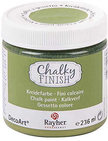 RAYHER HOBBY 38868452 Chalky Finish auf Wasser-Basis, Kreide-Farbe für Shabby-Chic-, Vintage- und Landhaus-Stil-Looks, 236 ml (1er Pack), avocado