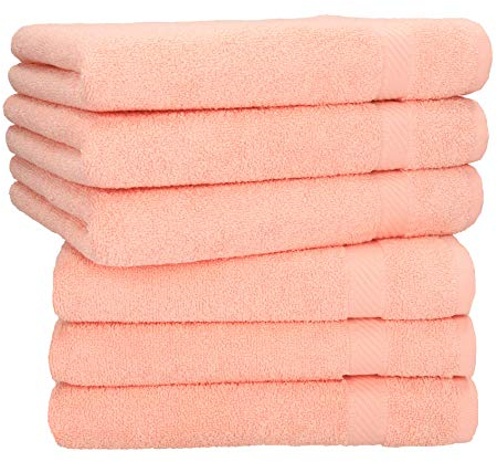 Betz Handtuch 6er Pack Handtücher Set Palermo Größe 50x100 cm 100% Baumwolle - gut trocknend, leichte Qualität - ideal für Sport, Strand, Reisen Farbe apricot