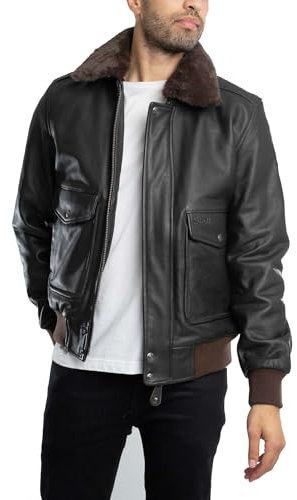 Schott Nyc - LC5331X, Giacca in pelle da uomo, Marron (Anthracite Brown), XX-Large