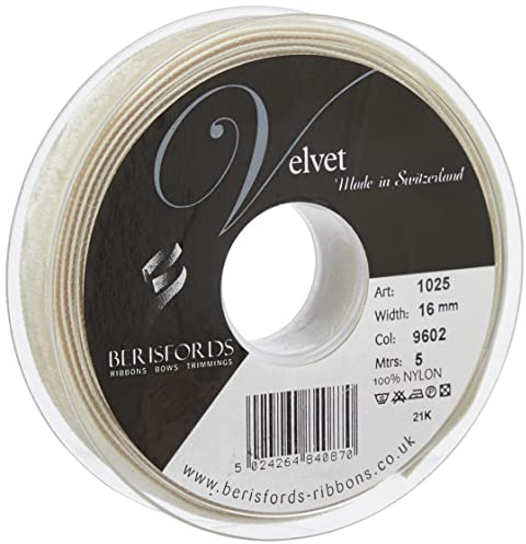Berisfords Velvet Ribbon Blonde 21mm - Nylon Craft Ribbon for Sewing, Gift Wrapping and Hair Accessories