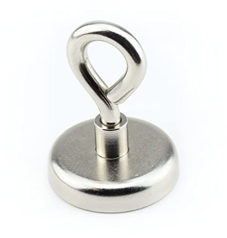 Magnethandel I 1 Stück Neodym Ösenmagnete D 48 mm Haftkraft ca. 80kg, Neodym Magnete mit Ösen, Ösenmagnete zum Befestigen, Garage, Camping, Messebau, Super Magnet, Werkstatt, Garten, Haushalt, Lager
