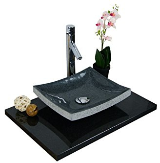 Waschbecken aus Naturstein, Granit, Model Dublin, anthrazit, G654, 35x30cm