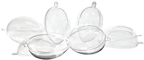 12 Acryl-Eier, H 6 cm, Kunststoff-Eier, transparent, teilbar, mit Aufhängeöse