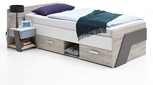 FMD furniture Tagesbett, Spanplatte, Sandeiche/Weiß/Lava, Einzel