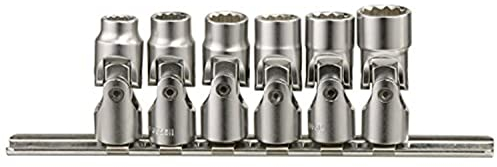 Genius Tools 6 Piece 1/4 Drive SAE Universal Hand Socket Set (12-Point), CR-V Steel - US-206S