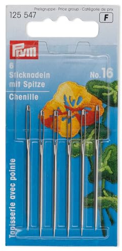 Prym Chenille Sharp Point Needles No. 16, Silver/Gold