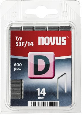 Novus D 53 F Flachdrahtklammern 14 mm, 600 Tacker-Klammern vom Typ 53 F/14 , für Folien, Etiketten, Papier und Pappe, 042-0378