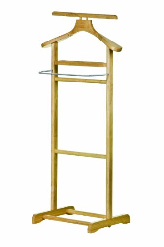 PREMIER Housewares 2402248 Appendiabiti per Cameriere, in Legno di Gomma e Acciaio Inox