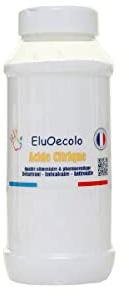 EluOecolo Made in France - Acide Citrique Anhydre 800g (qualité alimentaire) Détartrant/Anticalcaire - Conditionné dans un CAT - Couvercle poudreur