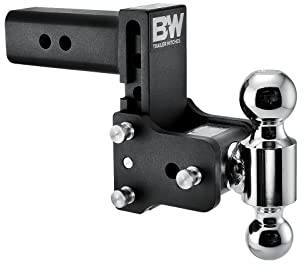 BW Trailer Hitches TS20037B Verstellbare Anhängerkupplungs-Kugelhalterung – passend für 6,3 cm Empfänger, Doppelkugel (5,1 x 2-5/16 Zoll), 12,7 cm Drop, 18.000 GTW