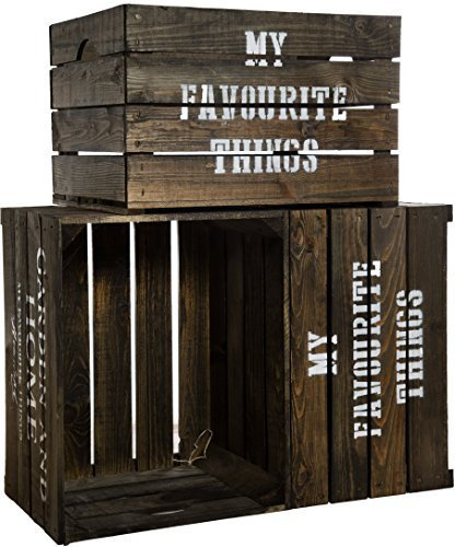 3er Set Massive Obstkiste Apfelkiste Weinkiste aus dem Alten Land +++ 49 x 42 x 31 cm (DUNKEL MIT Logo)