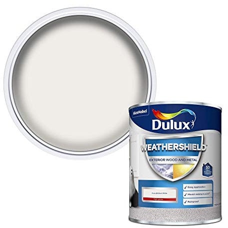 Dulux Weather Shield Exterior High Gloss Paint, 750 ml - Pure Brilliant White