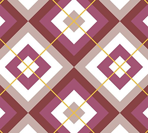 Gräflich Münster'sche Manufaktur Moderne GMM Tapete Modern living - Diamant rot beige mit Karo (gelb) angepasst an Little Greene Mister David - Höhe 3m Breite 46,5cm