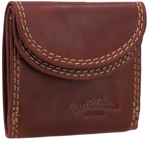 Gusti Mini Portemonee Leder - Leif Damen und Herren Mini Portemonnaie Geldbörse Klein Geldbeutel Party Festival Club Braun Leder