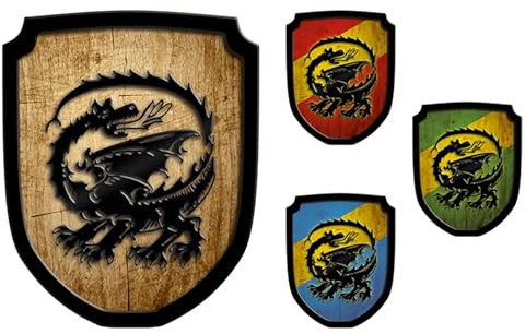 Holzspielerei Wappenschild Drache blau
