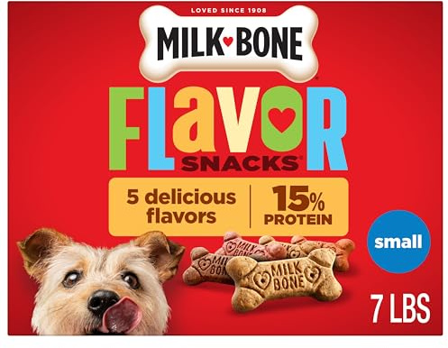 Milk-Bone Flavor Snacks Small Dog Biscuits, Flavored Crunchy Dog Treats, 7 Pound Box