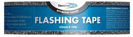 Bond-It Flashing Tape 50mm x 10Metres - Peel & Seal self-Adhesive Flashing Tape That's Weatherproof, Tough, Flexible & Easy to use. Great for roof Repairs! Choice of Widths & Lengths., Black, BDF001