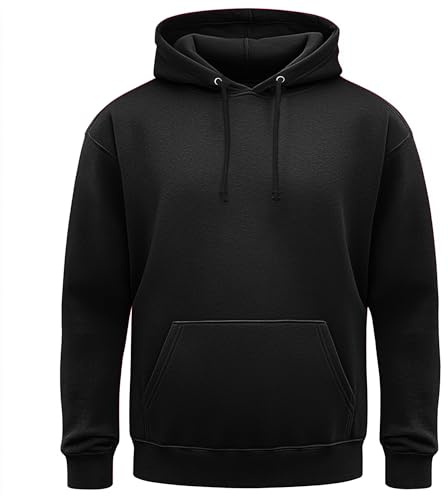 Star and Stripes Classic Plain Pullover Hoodie Unsex and These are Ideal for Mens and Ladies Hooded Sweatshirt, M, Black