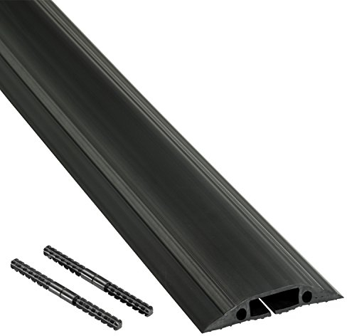 D-Line FC83B/9M Boden Kabelbrücke mit Steckverbindung, Schwarz, Boden-Kabelkanal 83x14mm Breit, 9m Länge - Schwarz