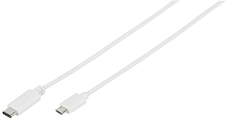 Vivanco Adapter-Kabel (1m, hohe Übertragungsrate/Ladestrom, USB Typ C Stecker auf USB 2.0 Micro B Stecker) weiß