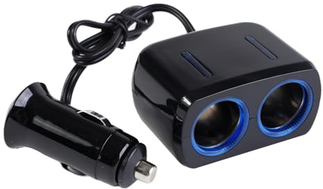 AIV KFZ Ladeadapter (12 Volt Stecker auf 2x 12 Volt Buchse, 0,3m) schwarz