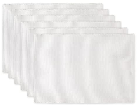 DII Basic Everyday Tischset aus 100% Baumwolle, gerippt, 33 x 48 cm, Weiß, 6 Stück
