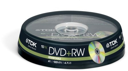 TDK DVD+RW Cakebox 1-4x 10pk - Pack 10 DVD+RW 4,7 GB