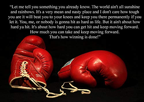 Rocky Poster #1 Die Welt ist nicht nur eitel Sonnenschein- Boxen- Bunt Motivationsposter- Motivierende Zitate und Sprüche, Plakat A3 420 x 297mm