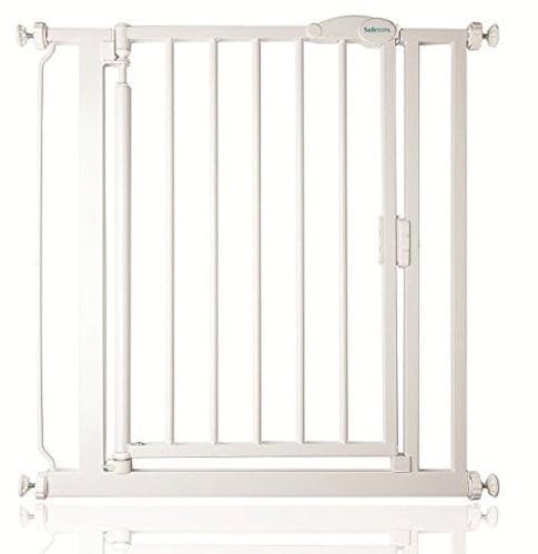 Safetots Pressure Fit Self Closing Stair Gate, 75cm - 82cm, White, Auto Closing Baby Gate, Safety Barrier for Toddler, Easy Installation