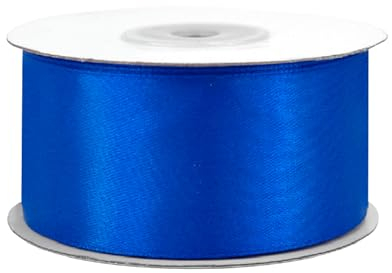 Satinband 38mm x 25m Rolle - FARBAUSWAHL in 3/6/12/18/25/38/50/75/100mm - farbecht & waschbar - Schleifenband für Hochzeit - Geschenkband zum Verpacken Dekorieren Basteln - Blau 352