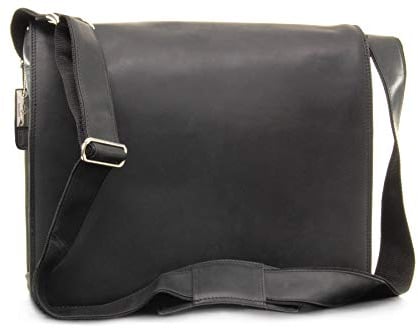 Visconti - Men's Leather Messenger Shoulder Bag - Extra Large 15 to 16 Inch Laptop Bag - Work Bag for A4 Notebooks - 16054 Harvard XL - Oil Black
