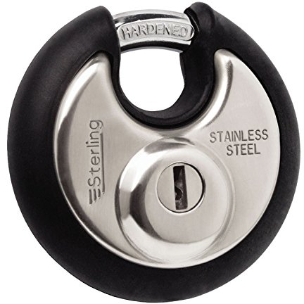 Sterling SPL100P Rundes Vorhängeschloss Edelstahl mit Stoßfänger 70 mm, Farblich sortiert