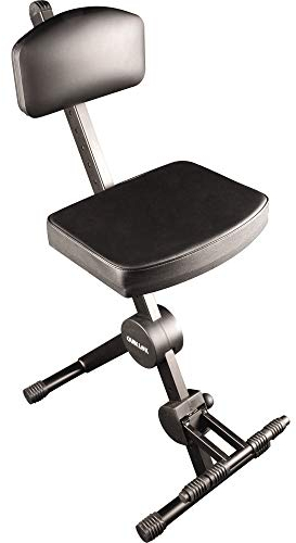QUIK LOK - DX/749 Sgabello con Schienale e Poggiapiedi per Musicisti, Struttura Pieghevole e Regolabile in Altezza, massimo Comfort e Praticità, Colore Nero