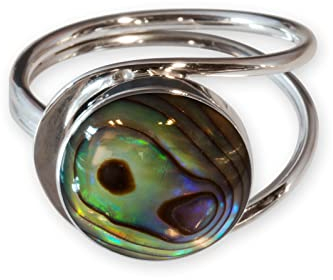 Fly Style Damen Finger-Ring aus echt Silber 925 mit Abalone Muschel