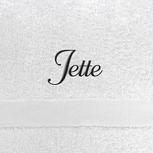 Gästehandtuch mit Namen Jette bestickt, 40x60 cm, weiß, extra flauschige 550 g/qm Baumwolle (100%), Handtuch mit Namen besticken, Gästetuch mit Bestickung