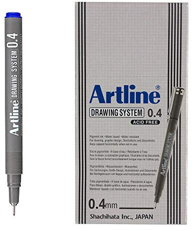 Artline 0.4mm Drawing System - Blue (Pack of 12)