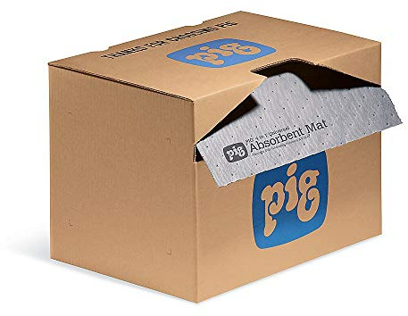New Pig PIG Absorbent Mat Roll – Universal – Absorbs Oils, Coolants, Solvents & Water, 1 Roll, 1 M Length, 34.8 L Capacity, Keeps Floors Clean & Safe in Industrial Workspaces